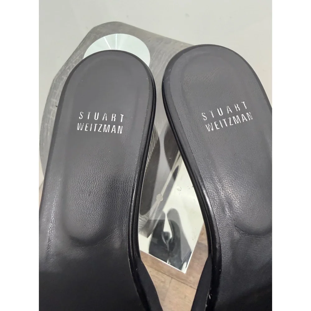 Stuart Weitzman Womens Black Stretch Wedge Slide Sandals Mules A41006 Size 8 N